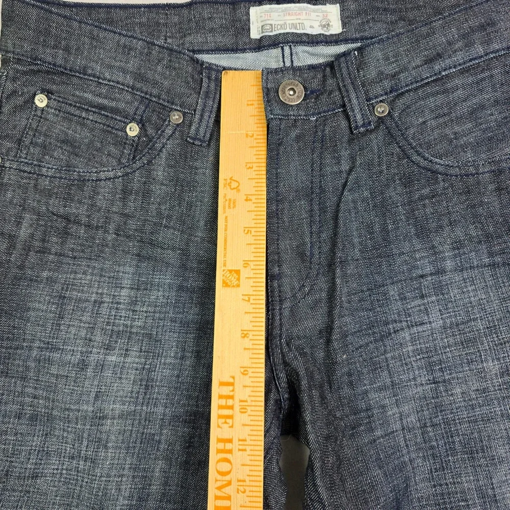 Ecko Unltd Straight Fit Jeans Mens 32x32 (34x32) Dark Wash Blue‎ Streetwear 714
